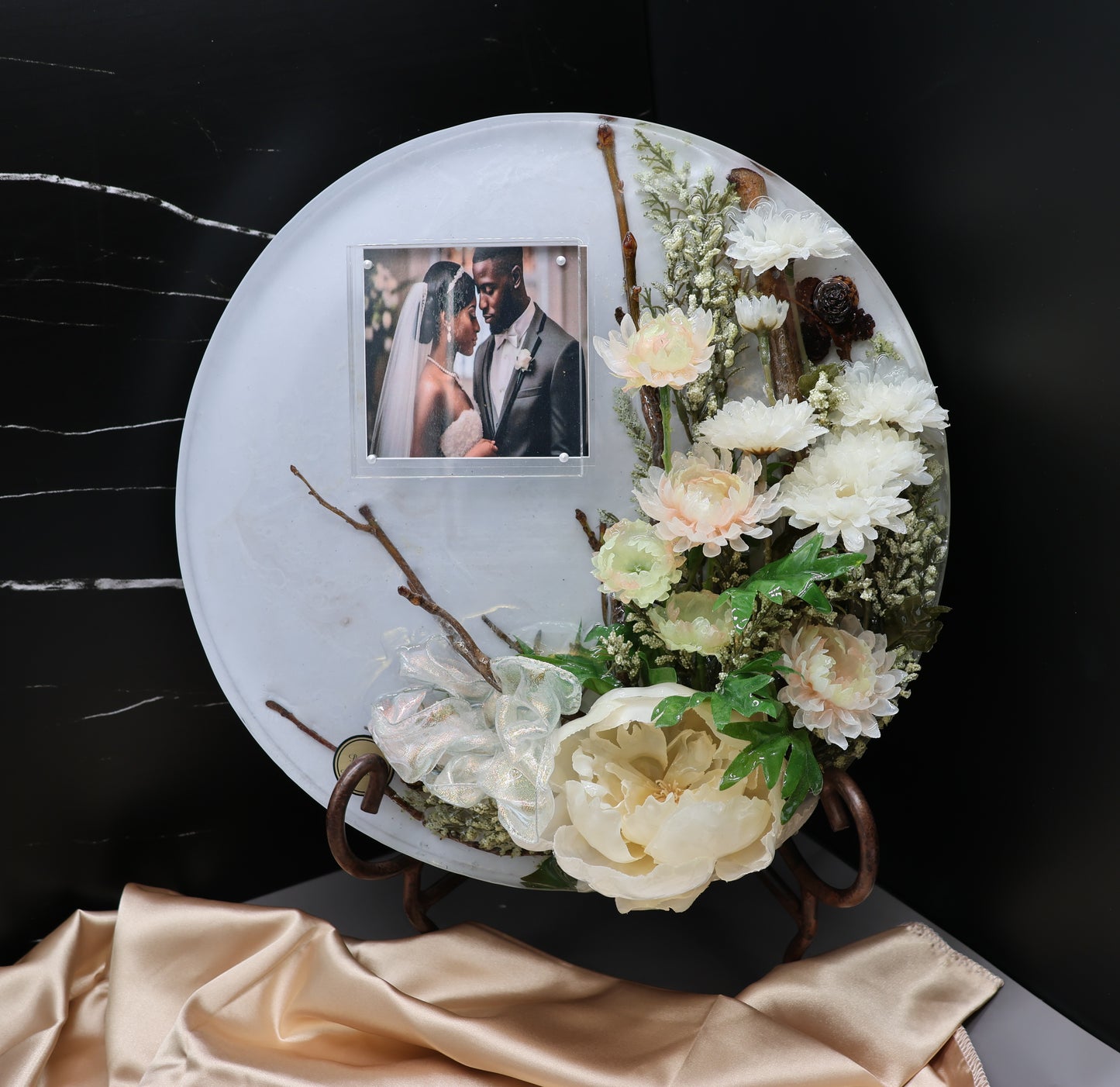 Aa- In Loving Memory for all occasions w/picture insert (Forever in cream colors and shimmering pearl ribbon