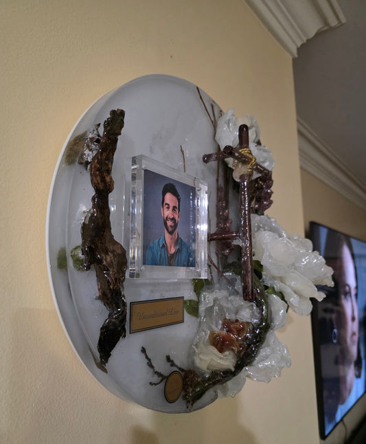 Unconditional Love in White - with photo insert/hangable